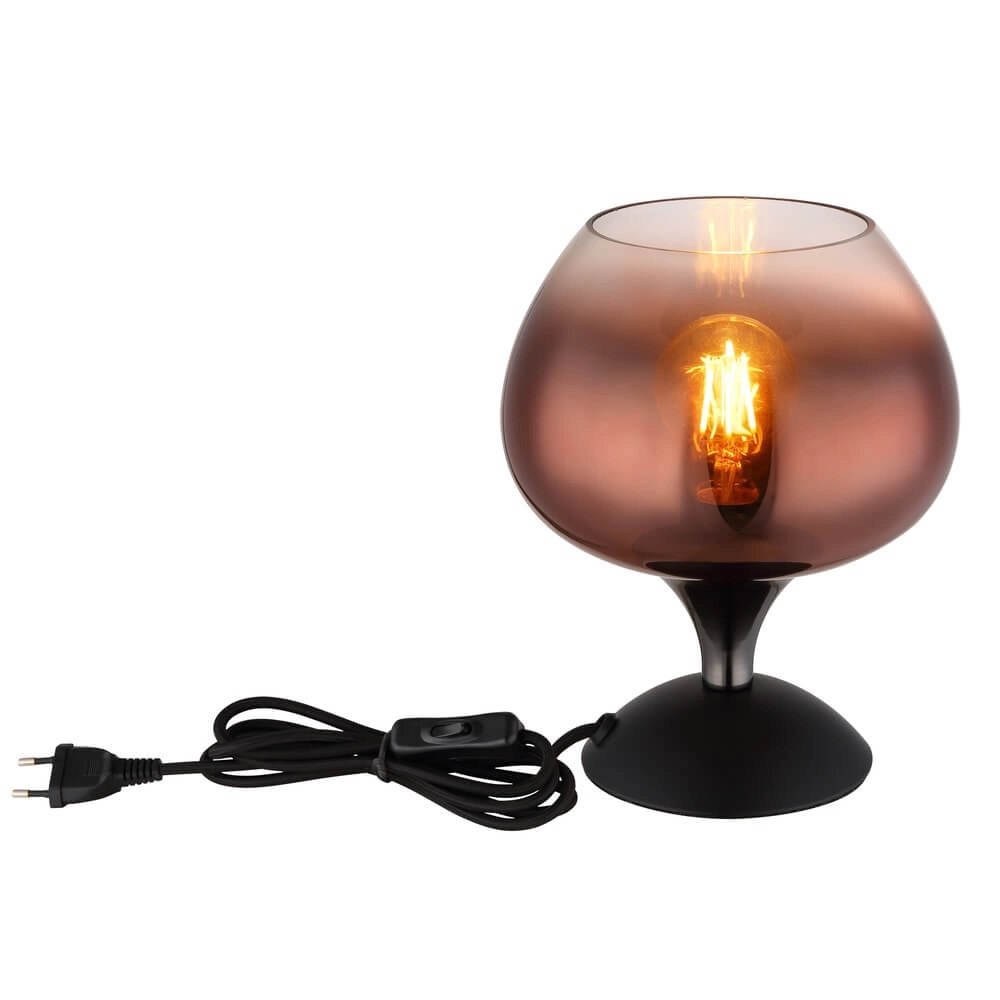 Schwarze Tischleuchte Maxy mit rotem Glas Ø 15cm Globo 9007371462148