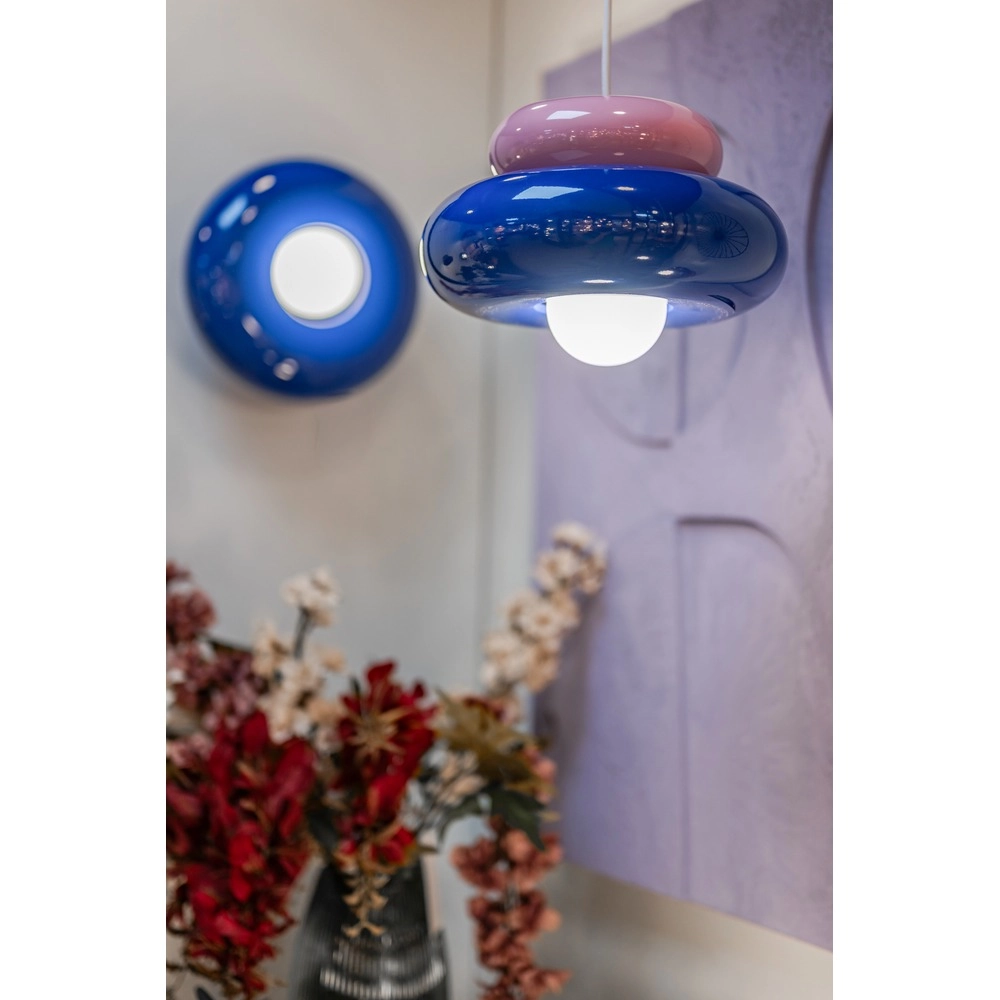 Design-Pendellampe Torchiarolo Rosa mit Blau