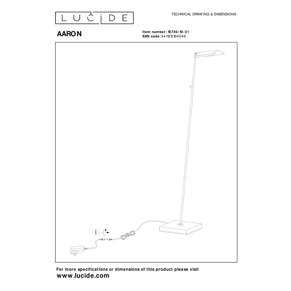 LED-Leselampe Aaron Design White Lucide 5411212194046