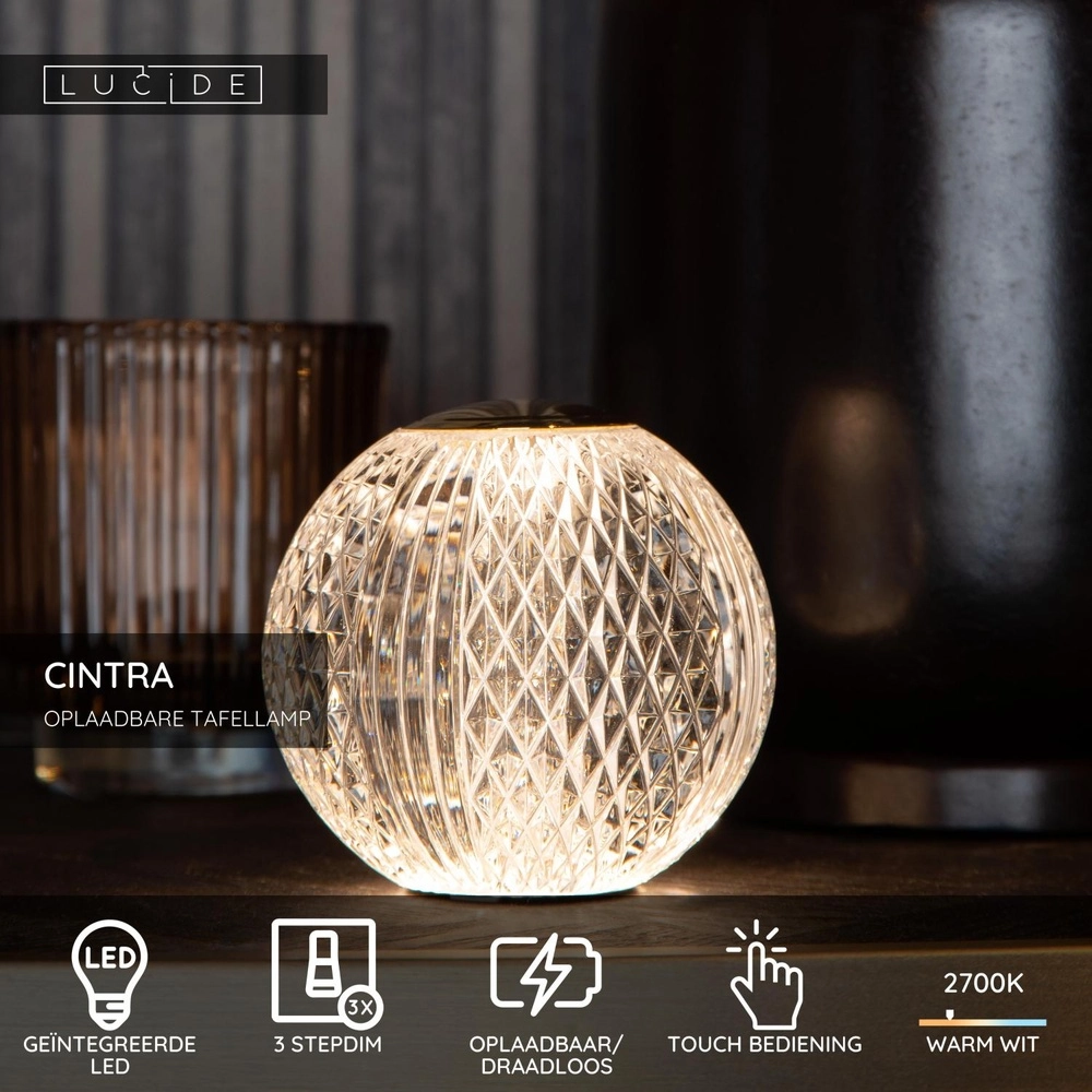 Goldene Tischlampe Cintra Wiederaufladbarer Ø 11cm - 2700K Lucide 5411212134493