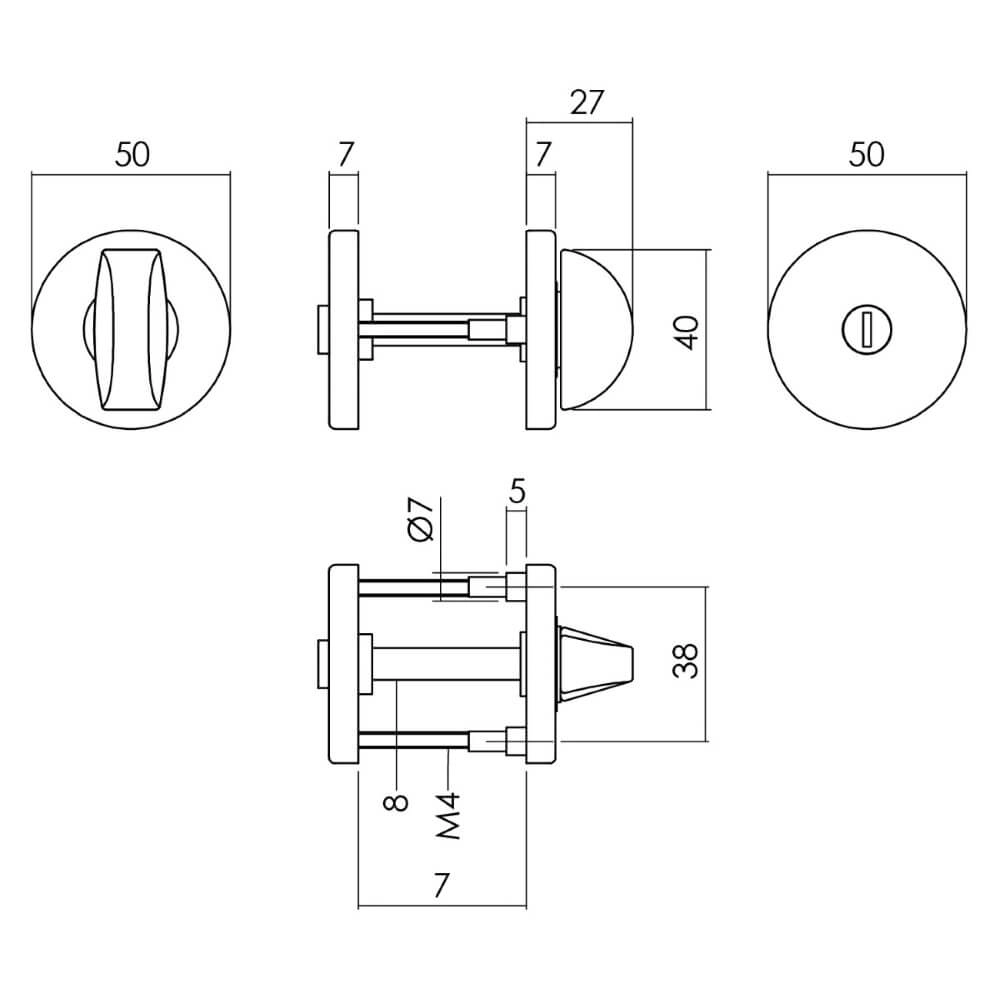Verschluss der Toilette Tira aluminium schwarz Ø 5cm Intersteel 8714186505427
