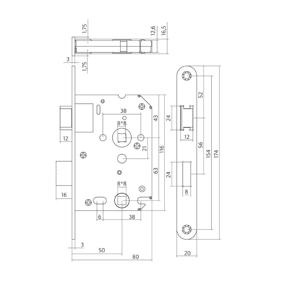 Toilette mit Schloss Domus Edelstahl 63/8 Intersteel 8714186427347