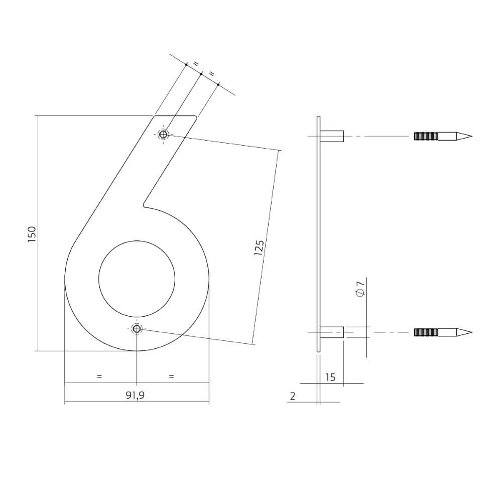 Hausnummer 6 Numbra 150x2mm Edelstahl Intersteel 8714186126752