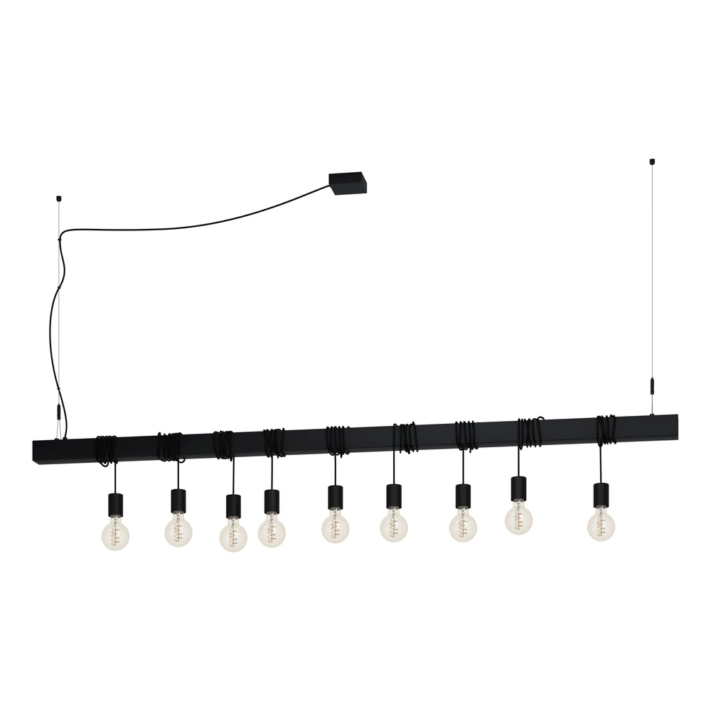 9-Licht Pendellampe Townshend-B Schwarz – Esstisch