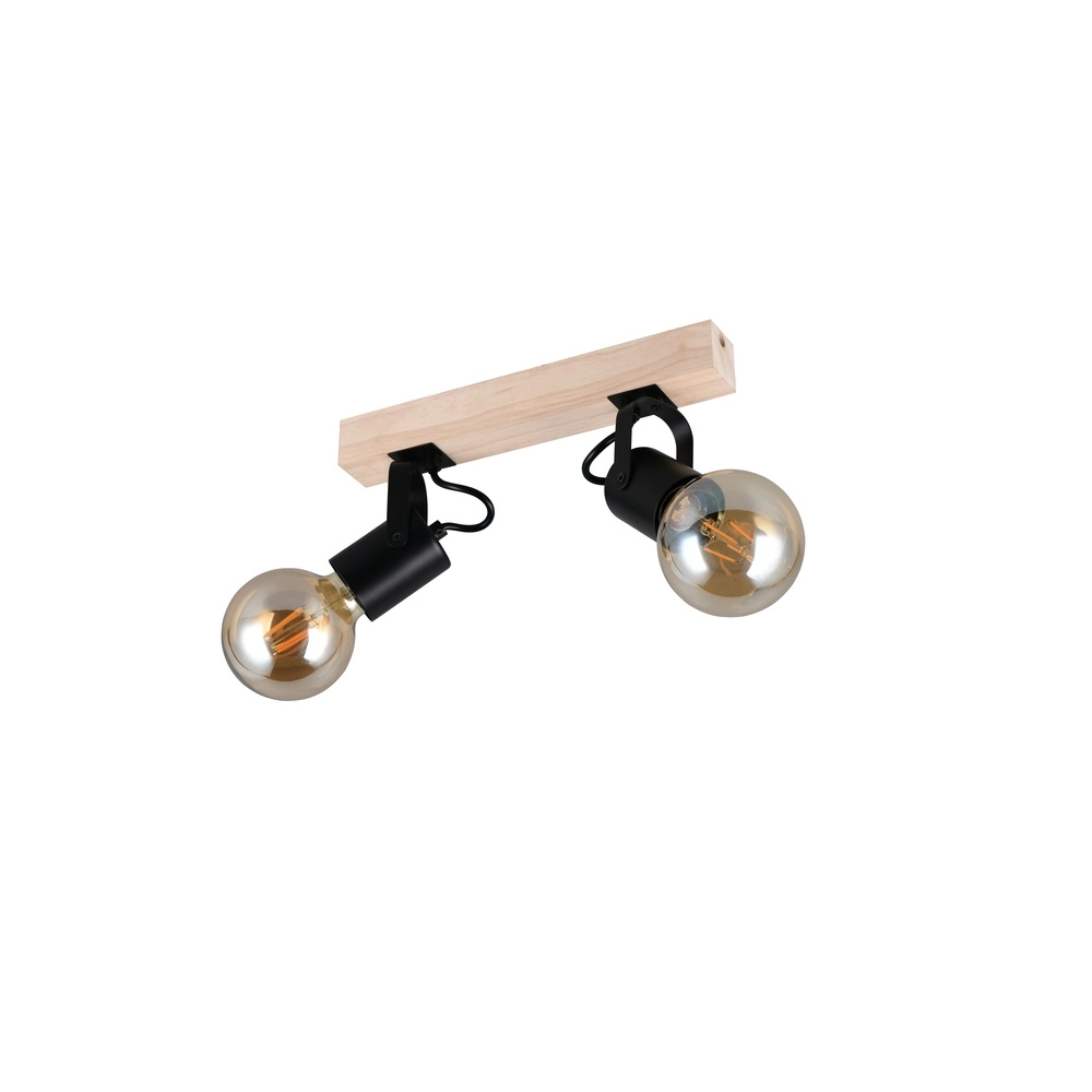 Doppeldeckenlampe Lynar Schwarz mit Holz Trio 4017807670721