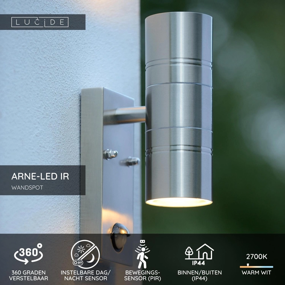 Wandscheinwerfer Arne-Led Ir Hoch- und runter-Chrom mit Sensor Lucide 5411212143860