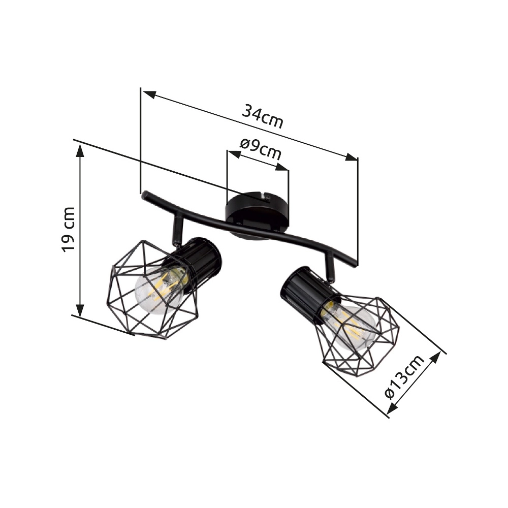 Deckenlampe Priska 2-Licht Schwarz Globo 9007371400171
