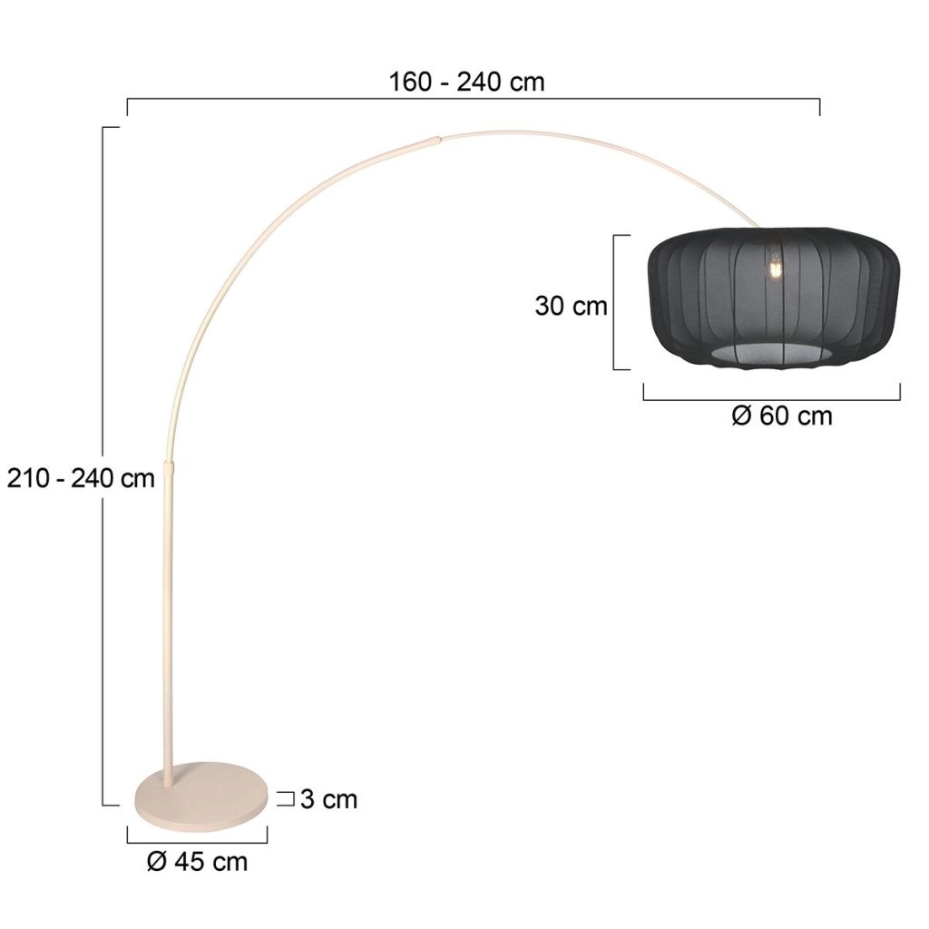 Lichtbogenlampe sandbraun Vela Lino mit schwarzem Farbton Ø60 cm Steinhauer 8712746185744