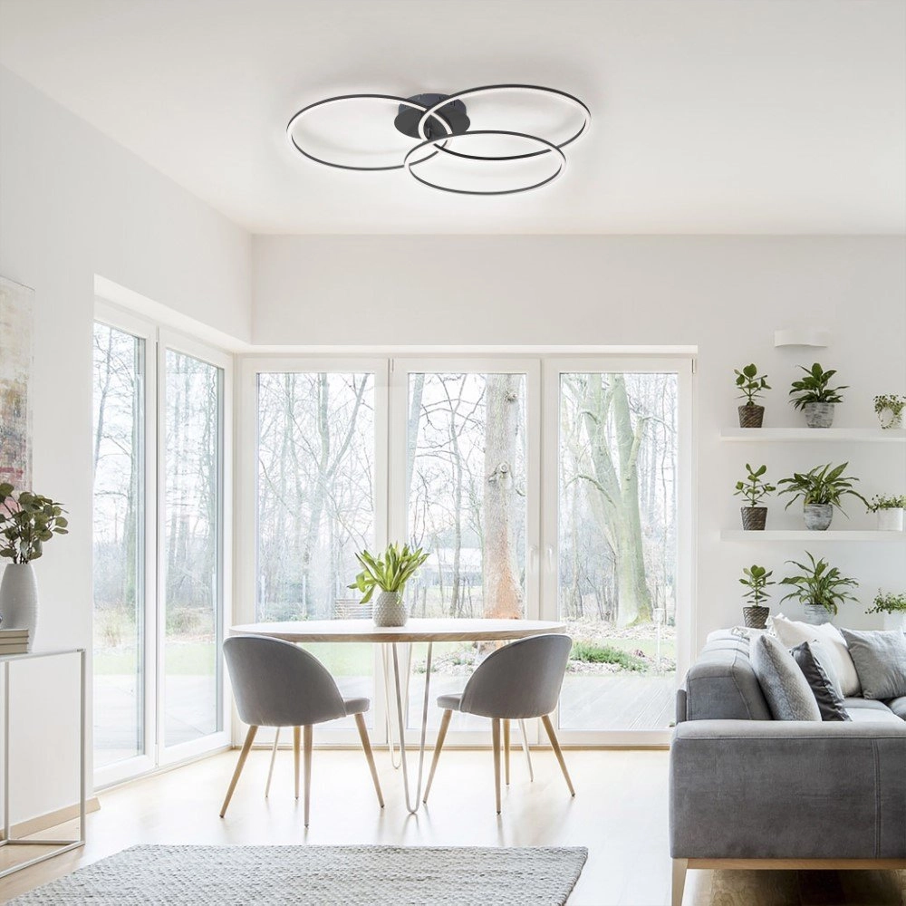 Deckenleuchte Ivanka 3-Ring schwarz Just Light 4043689970567