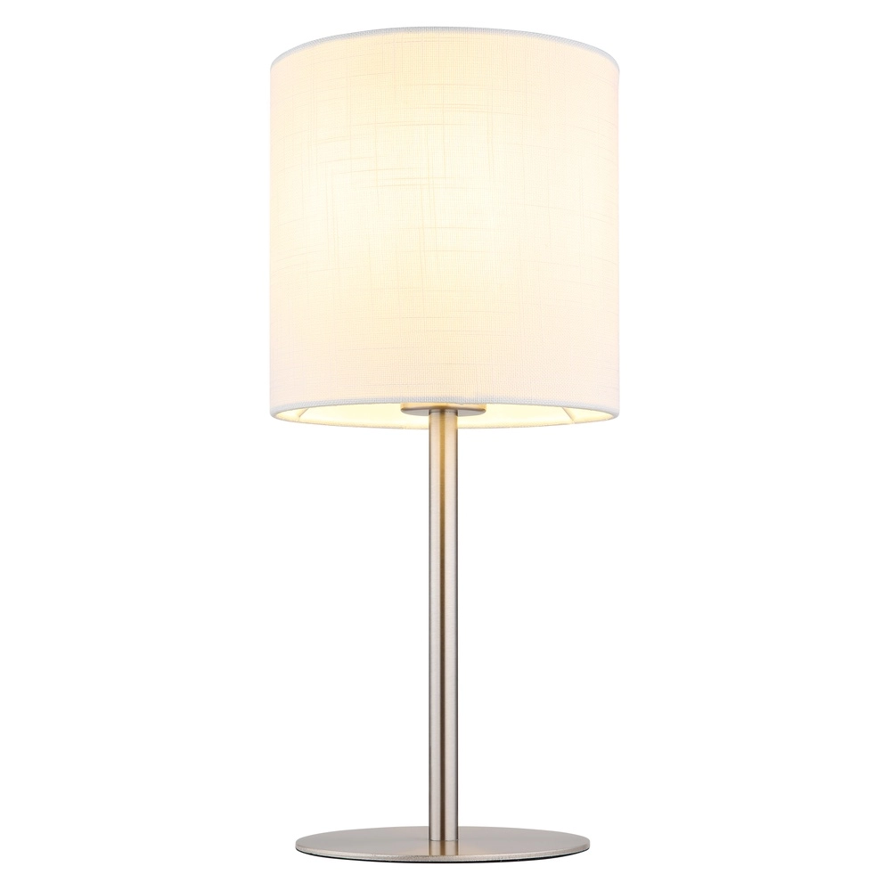 Tischlampe Benson Nickel mit weißer Kappe Globo 9007371566402
