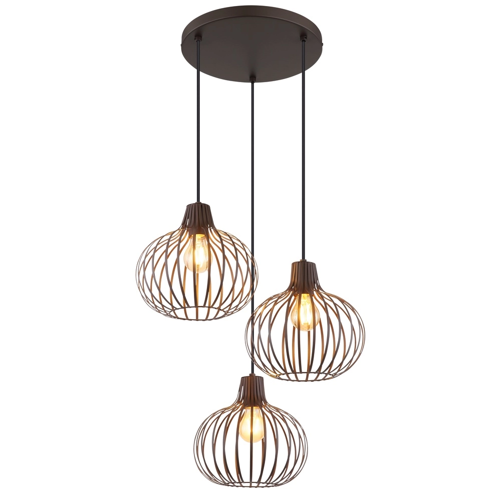 Design-Pendellampe Mateo 3-Licht Rust Briun