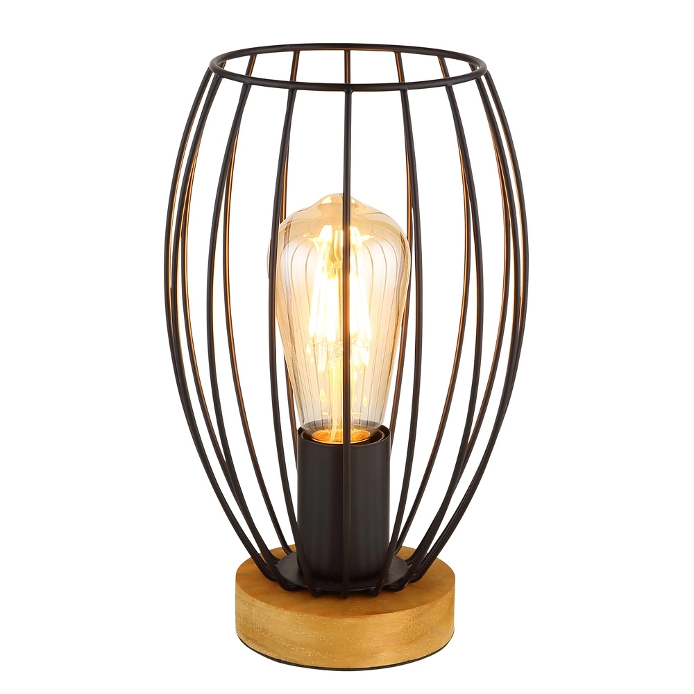 Tischlampe Berti Holz mit Schwarz