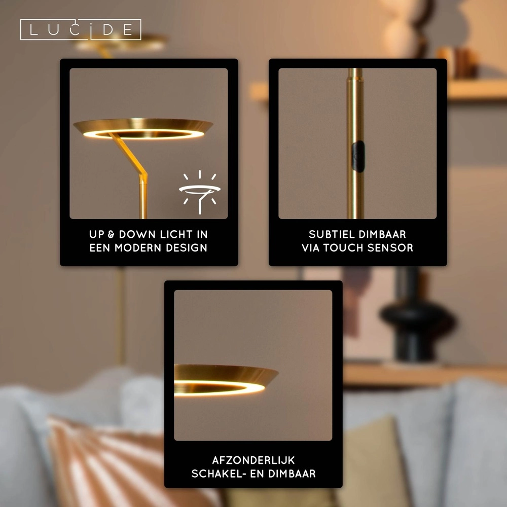 Design-Stehlampe Celeste gold Ø 28 cm Lucide 5411212031921