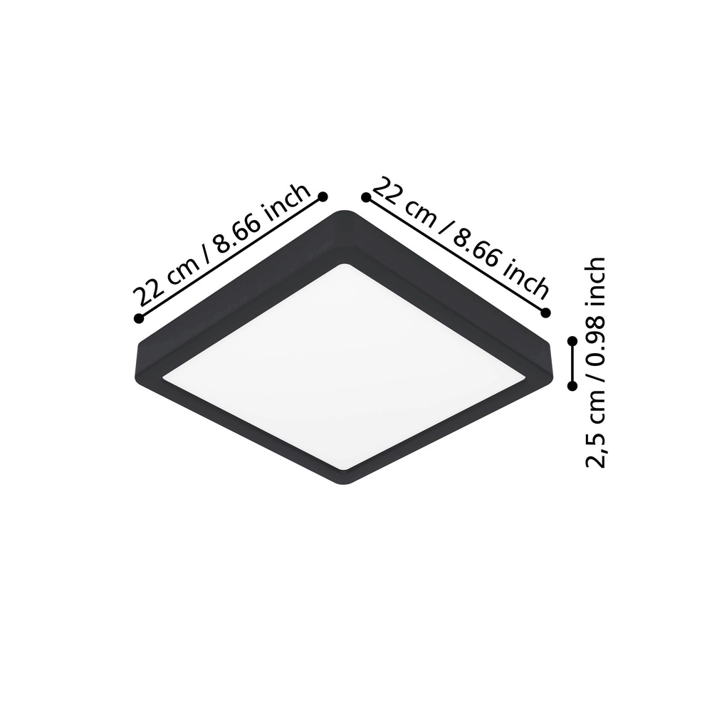 LED-Deckenlicht Fueva 6 Quadrat – Schwarz – 22x22 cm Eglo 9008606330119