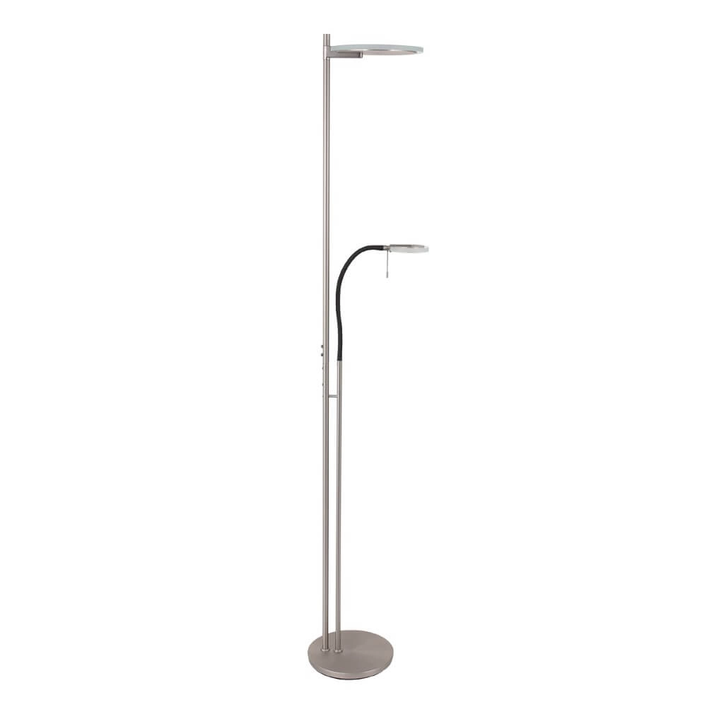 LED-Leselampe 2-flammig Turound 40 W – 2200–4000 K – 187 cm Edelstahl-Klarglas Steinhauer 8712746134797