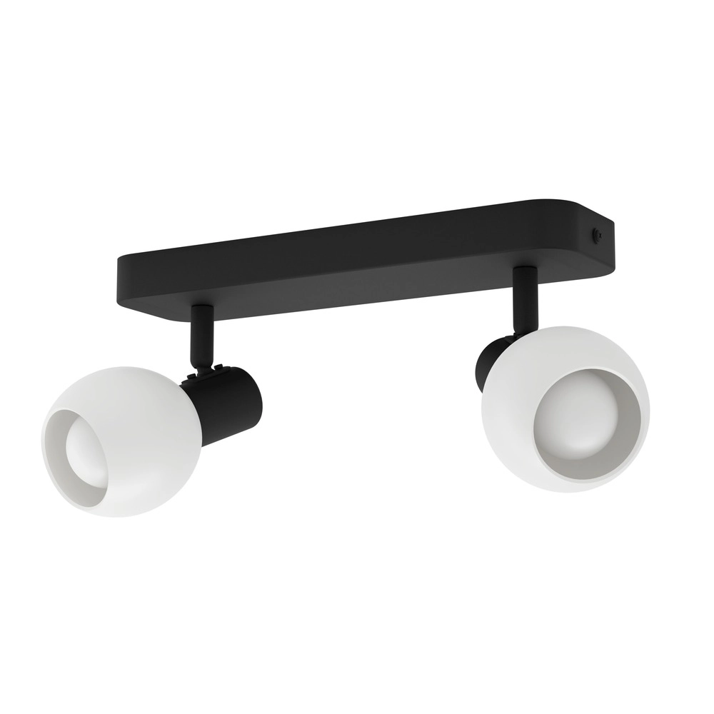 Deckenlampe Castellazo 2-Licht Schwarz mit weißem Glas