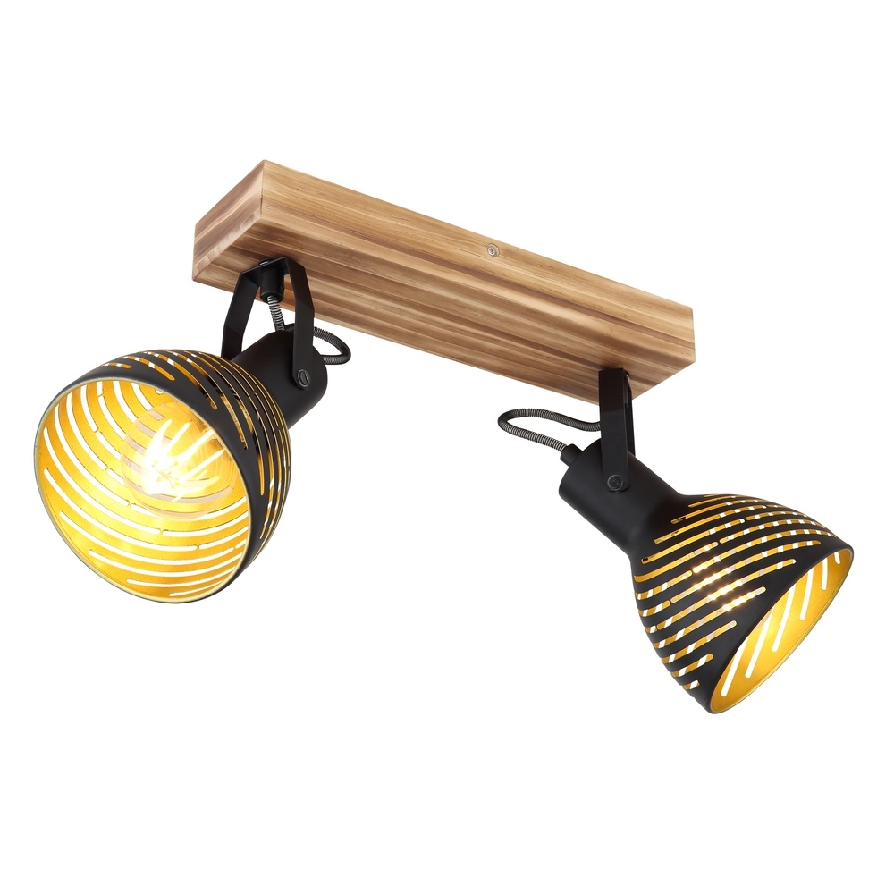 Deckenlampe Lenna 2-Licht Holz mit Schwarz