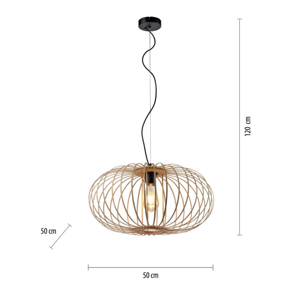 Hängelampe aus Holz Racoon Ø 50cm Just Light 4043689986810