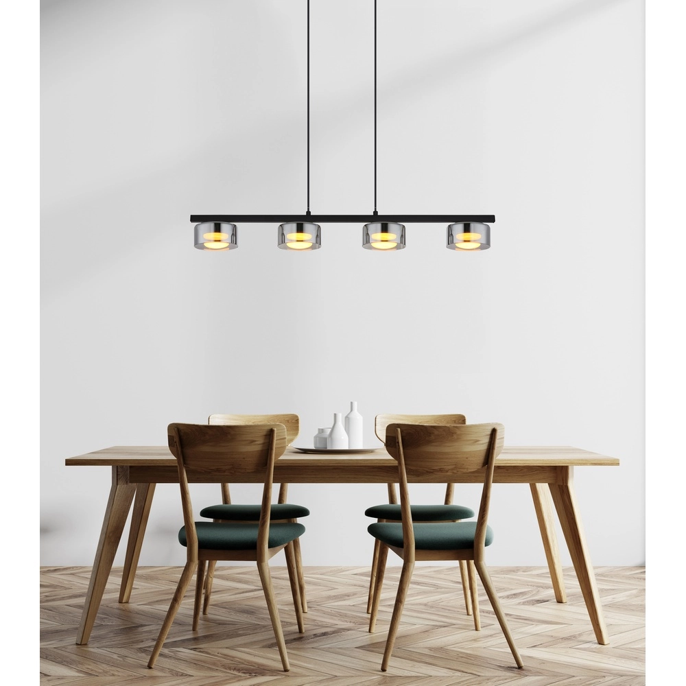 Design-Pendellampe Higgins 4-Licht Schwarz Globo 9007371525829