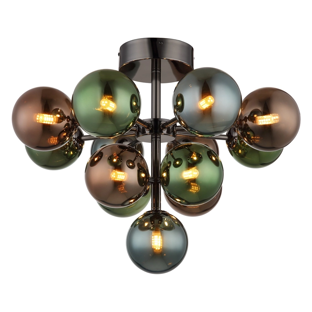 Gunmetal-Deckenlampe Grappy Farbglas