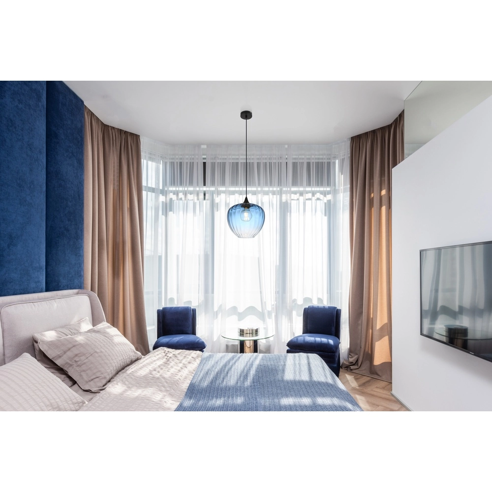 Pendellampe Sander Blaues Glas Globo 9007371512126