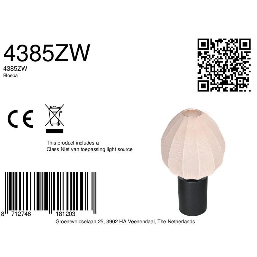 Tischlampe Bloeba cremefarbener Farbton Ø 25cm Steinhauer 8712746181203