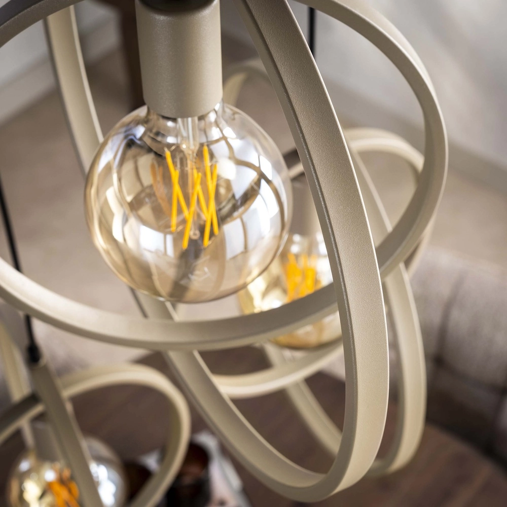 Esstisch mit 3-Licht Pendellampe Turn Ø 40cm – Sand – exzl E27 Lyora 8716803513136