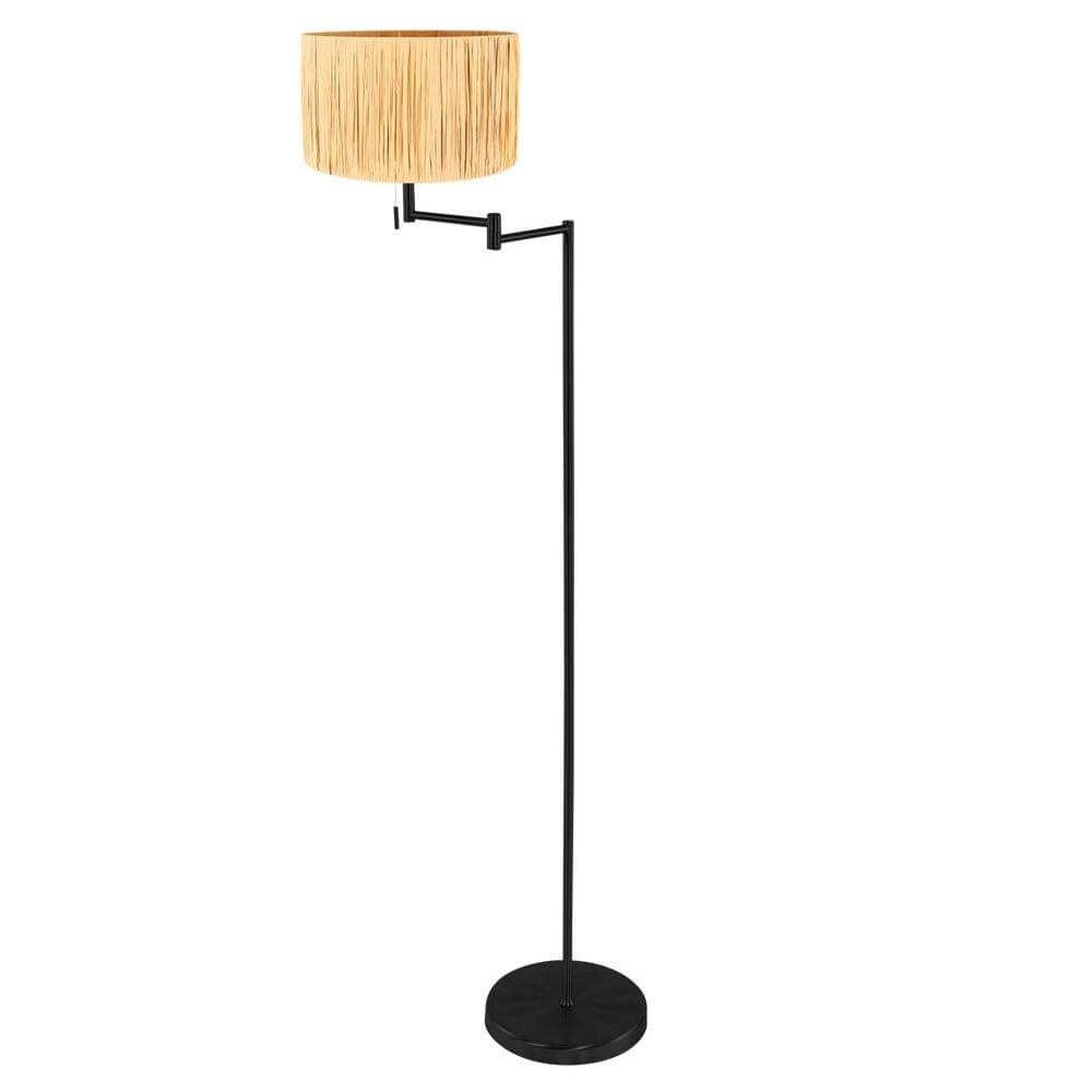 Stehlampe Bella schwarz mit Strohschirm Steinhauer 8712746174595
