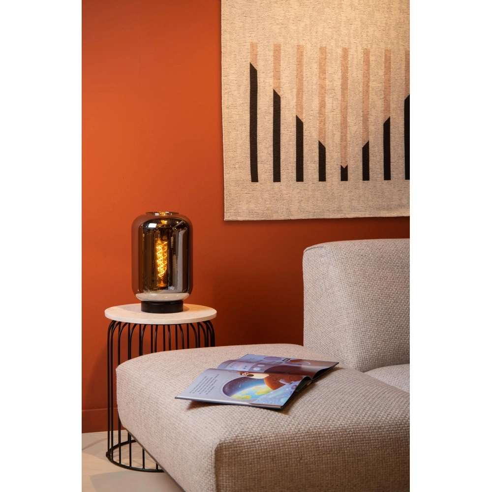 Tischlampe Joanet Schwarz mit Rauchglas Lucide 5411212452177