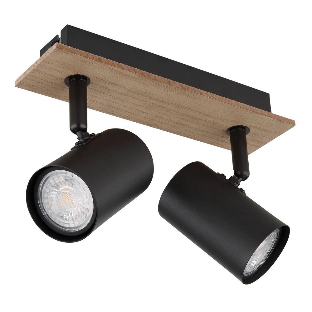 Deckenlampe Linca 2-helliges Schwarz mit Holz Globo 9007371452941