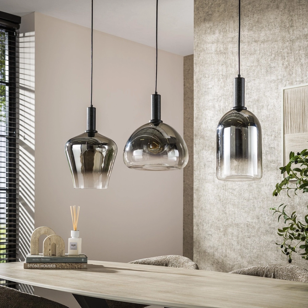 Glas-Esstischlampe Zenith 3x Rauchglas Lyora 8716803511026
