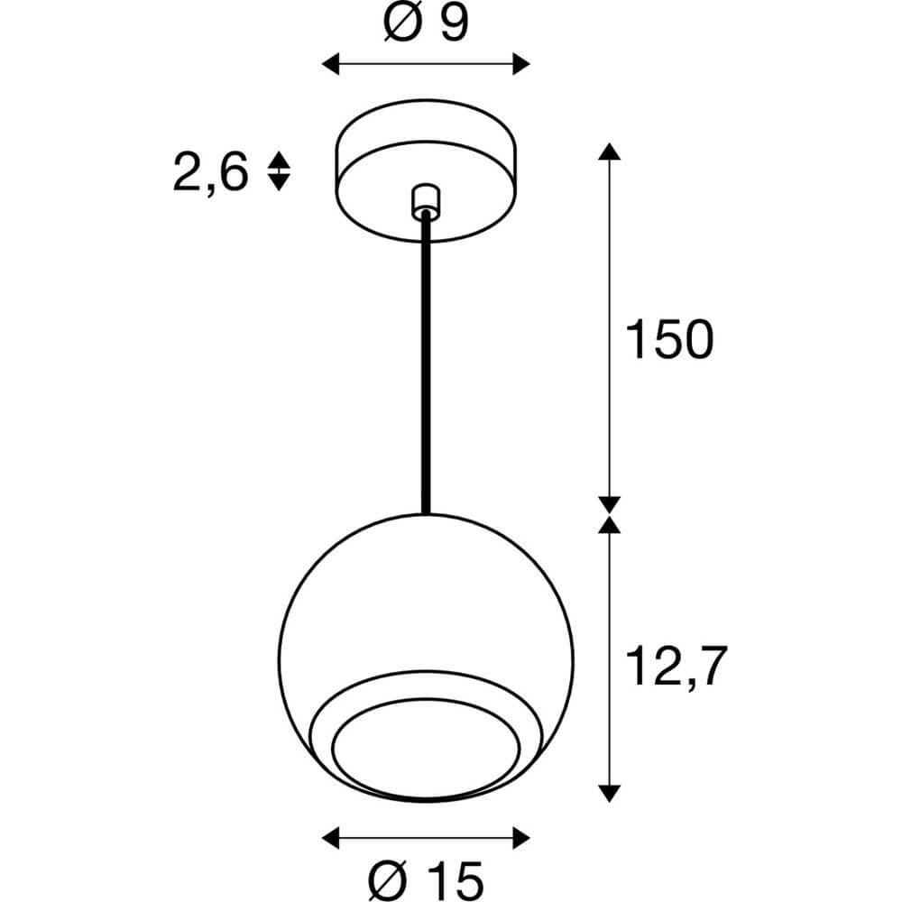 Schlanke Pendelleuchte Light Eye 150 weiß Ø 15cm SLV 4024163295475