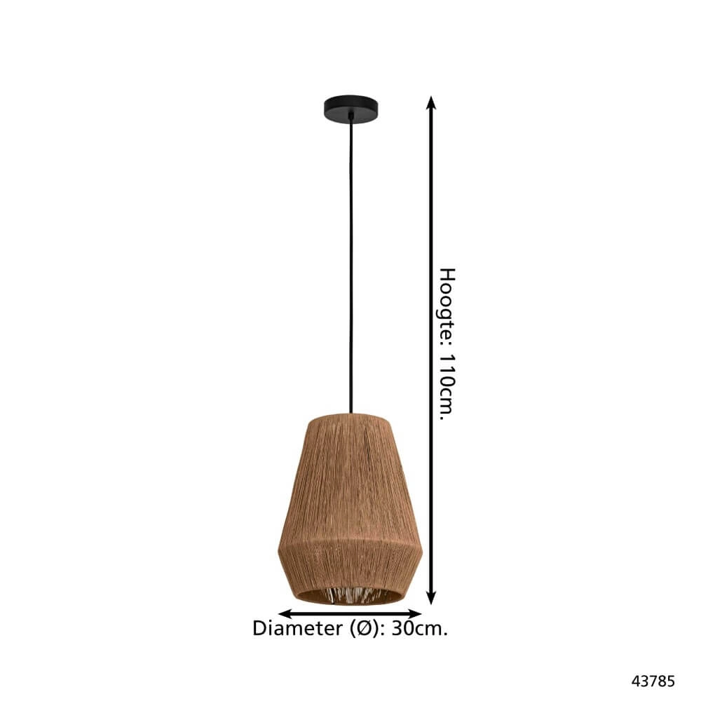 Hängelampe aus Rattan Alderney Ø 30cm Eglo 9002759437855