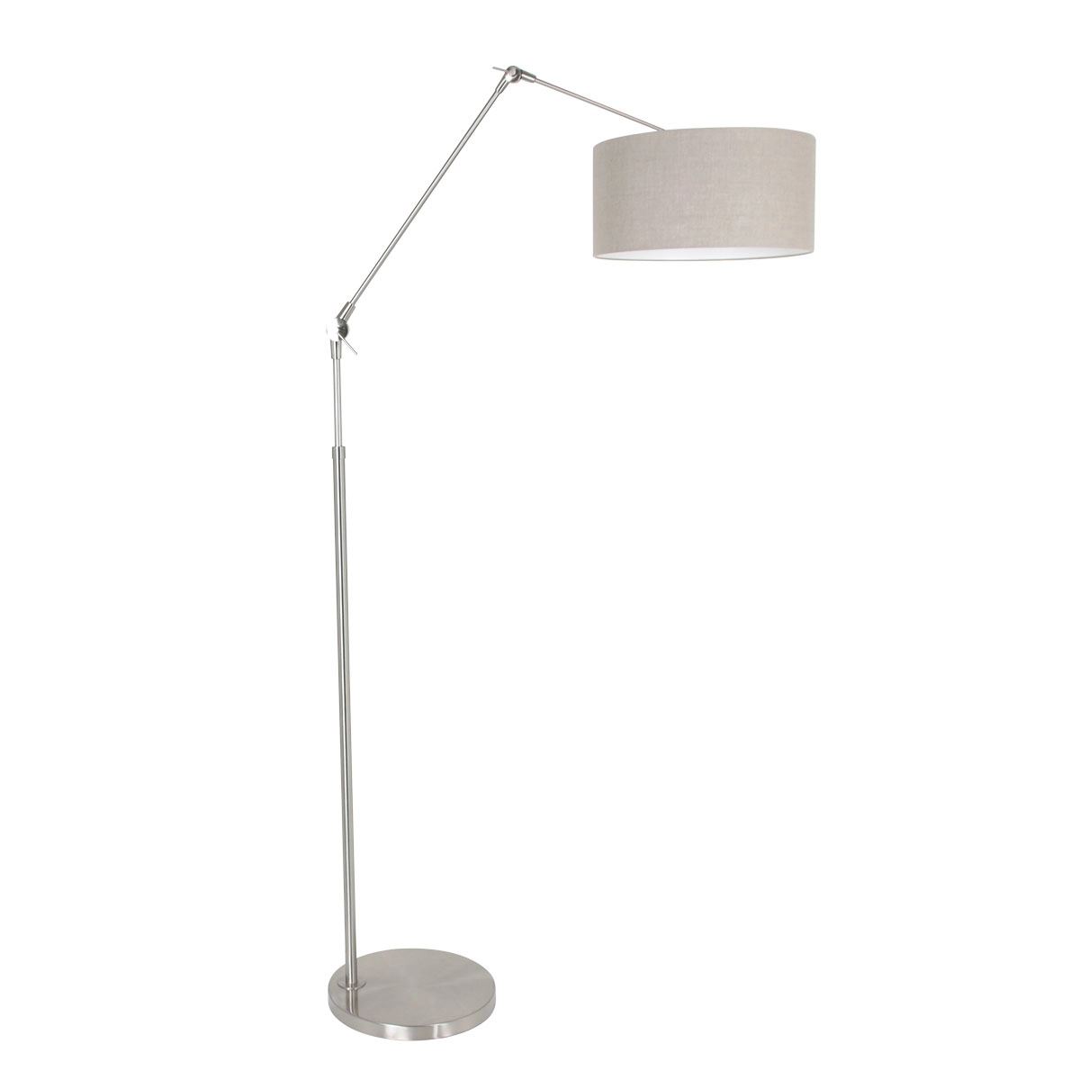 Stehleselampe Prestige Chic Edelstahl mit 40 cm taupefarbenem Lampenschirm