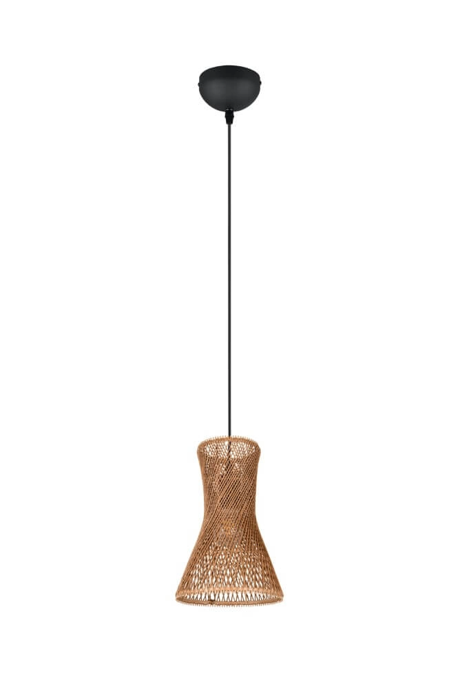 Design-Pendelleuchte Bijou schwarz mit Rattan Ø20cm Trio 4017807637304