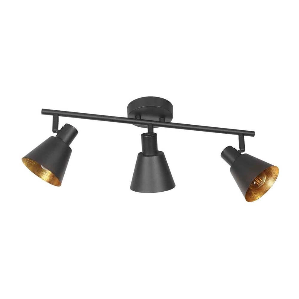 Deckenlampe Oeroe schwarz mit goldenen 3-flammig Steinhauer 8712746176346