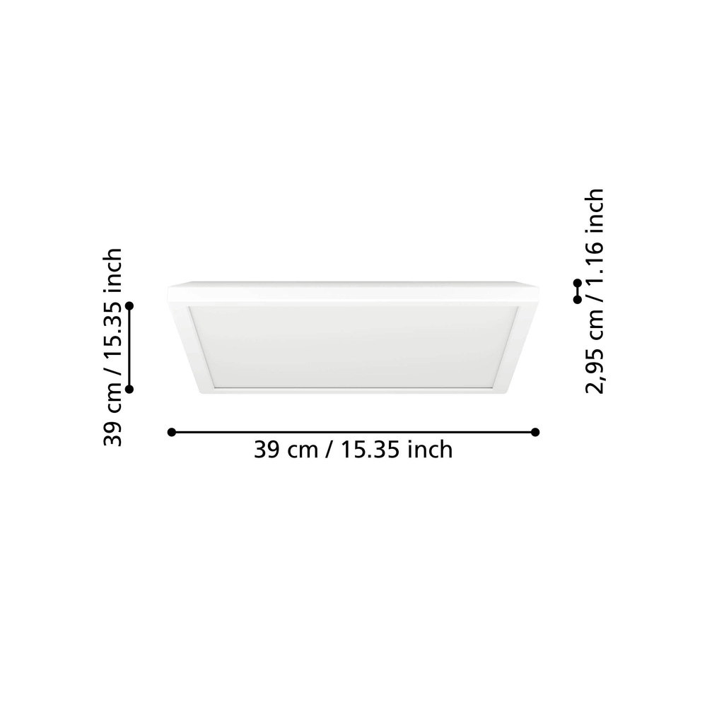 Deckenlampe im Badezimmer Rovito Quadrat – Weiß – 39x39 cm Eglo 9008606329953