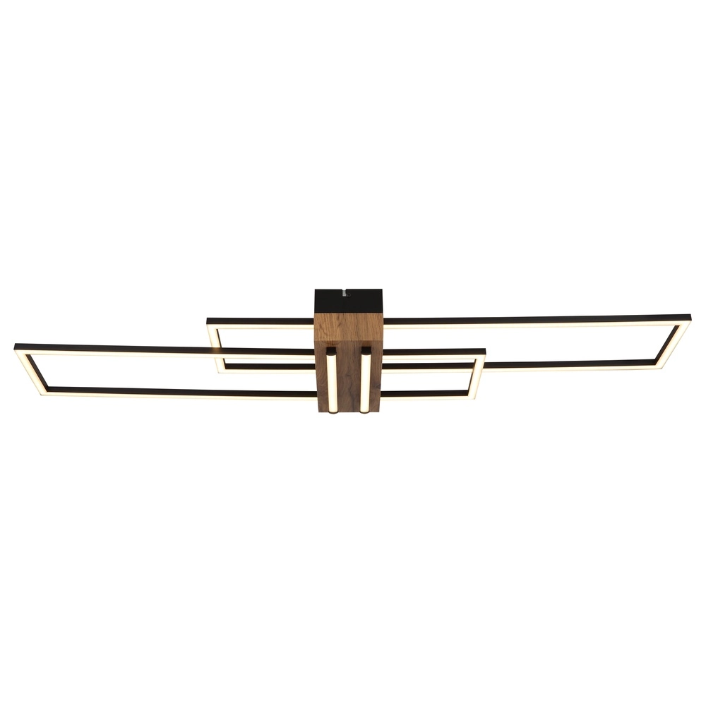 Moderne Deckenlampe Dakari Schwarz mit Holz Globo 9007371528479
