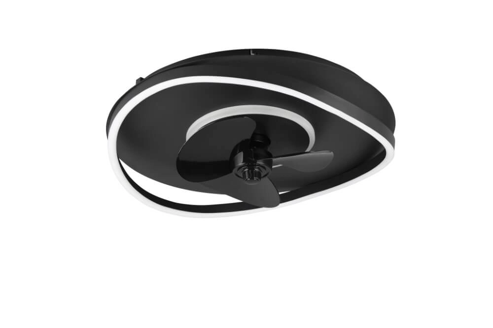Schwarzer LED-Deckenventilator Sortland Trio 4017807606027