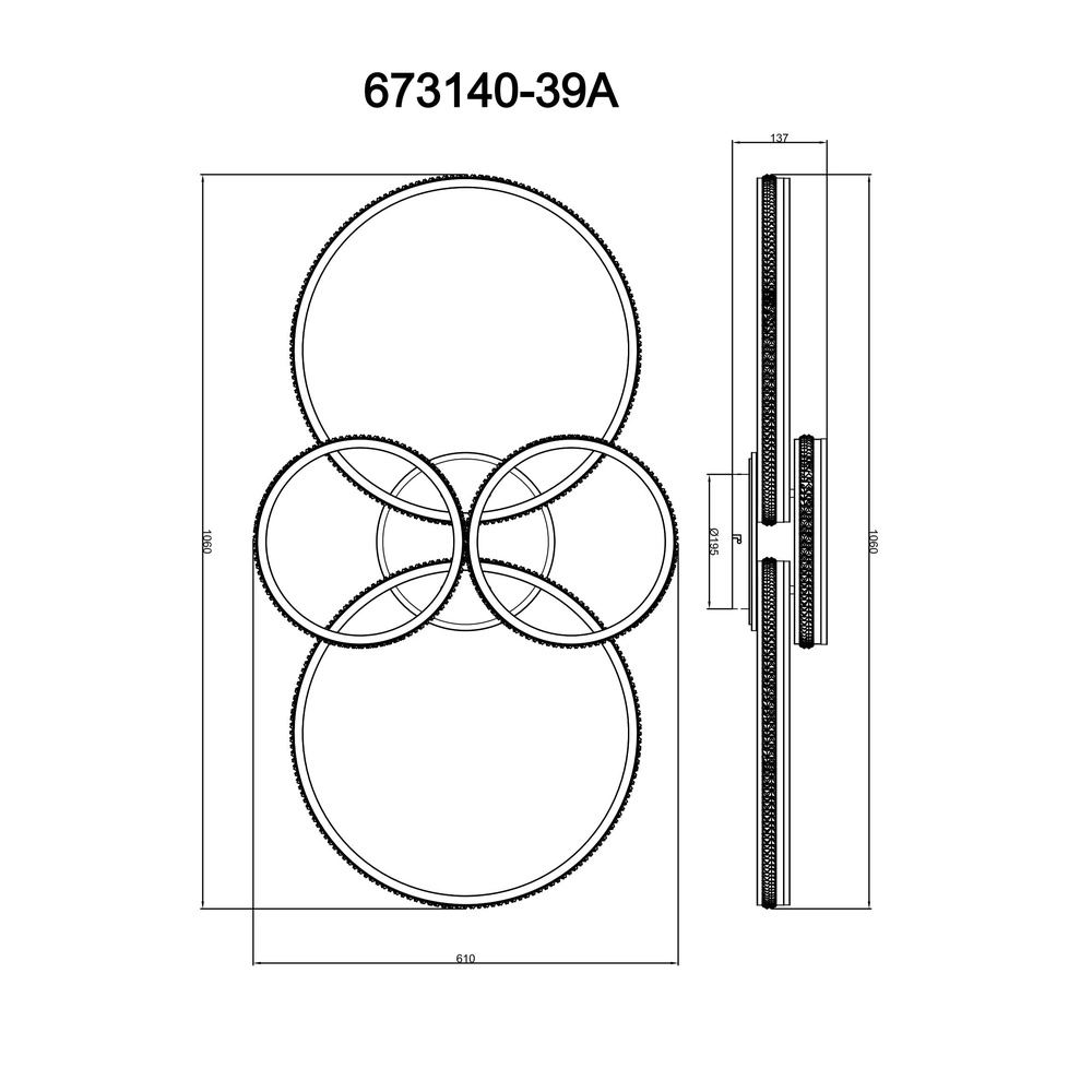 Design-Deckenlampe Grouni 4 Ringe Titanmatt Globo 9007371533879