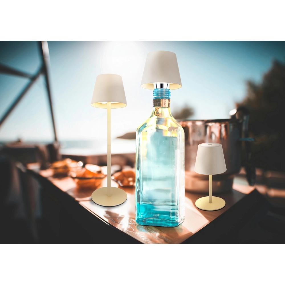 Moderne Tischleuchte Vannie I Sandbraun auch wiederaufladbar für Flasche Globo 9007371468805