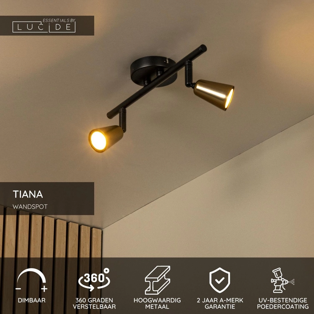 Deckenscheinwerfer Tiana 2-Licht Champagner Lucide 5411212650368