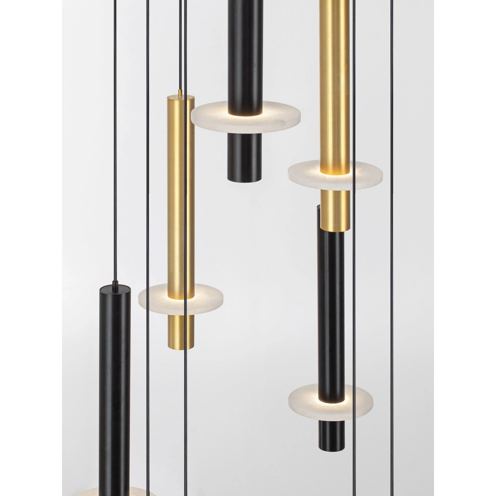 Design-Pendellampe Noemi schwarz mit weiß und gold Ø 72 cm Lyora 5212063503335