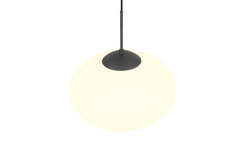 Ovale Hängelampe Fomento Ø 40cm - schwarz mit weißem Glas Trio 4017807616224