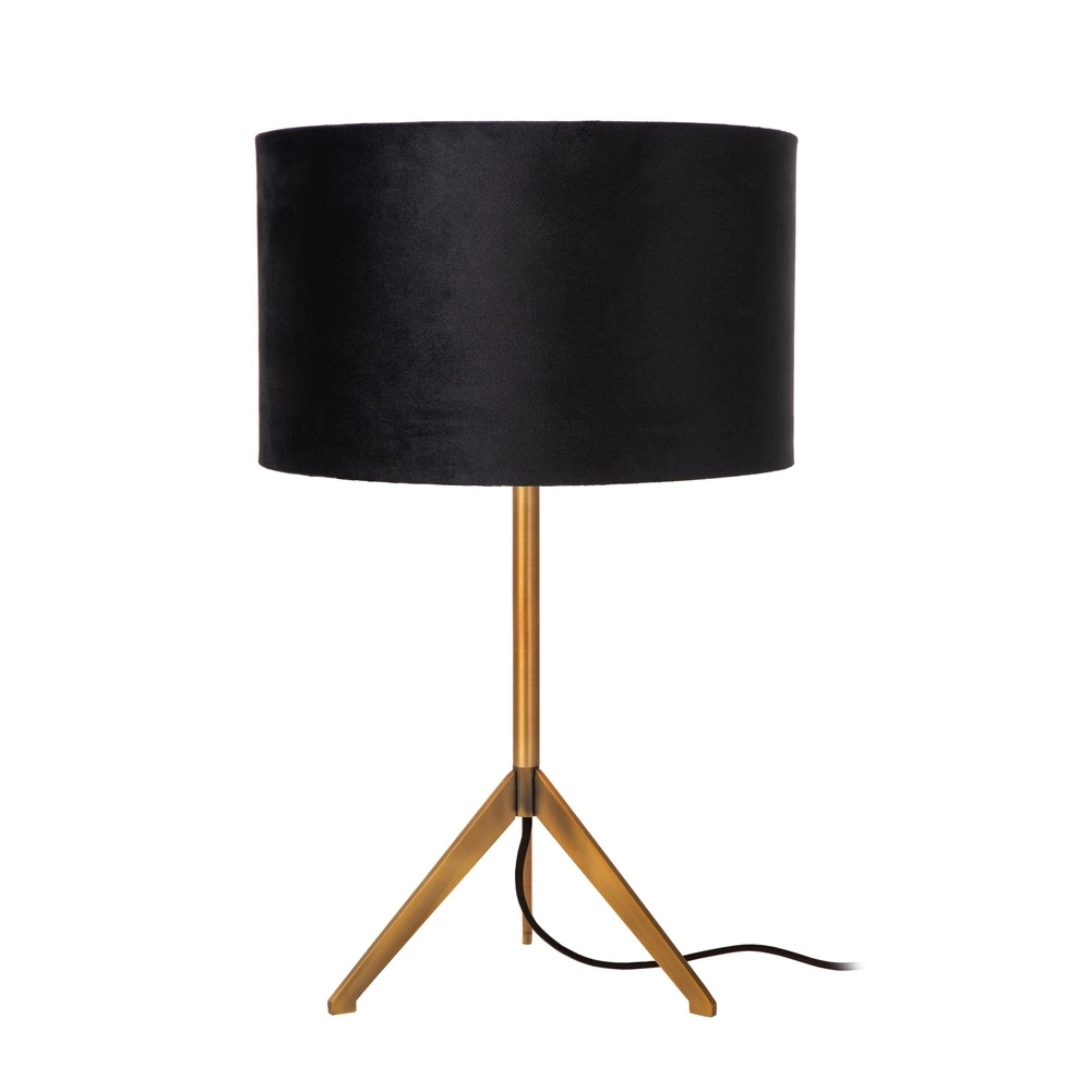 Stativtischlampe Tondo Gold mit schwarzer Kappe