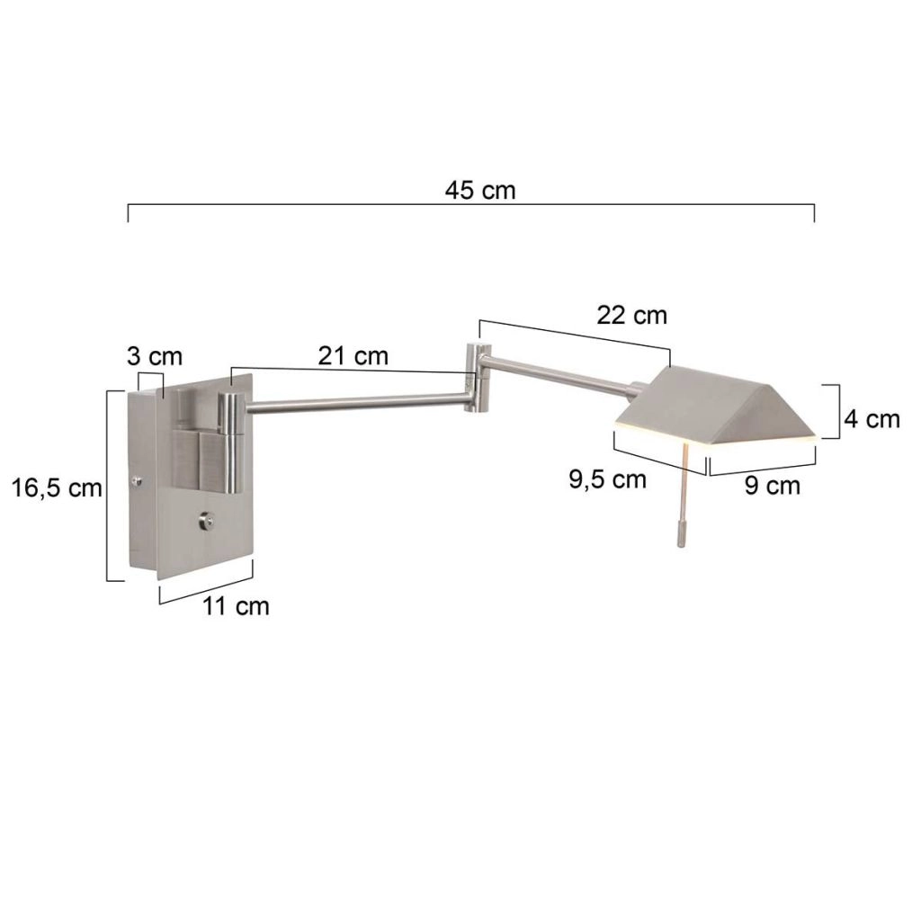 Wandleselampe Retina Metallgrau Steinhauer 8712746165098