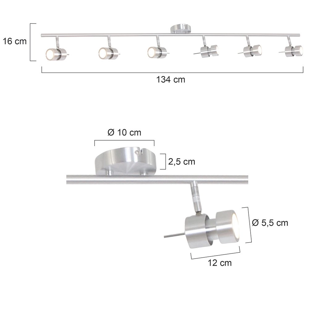 LED-Deckenstrahler Natasja Led 6 Lichtgrau Steinhauer 8712746112054
