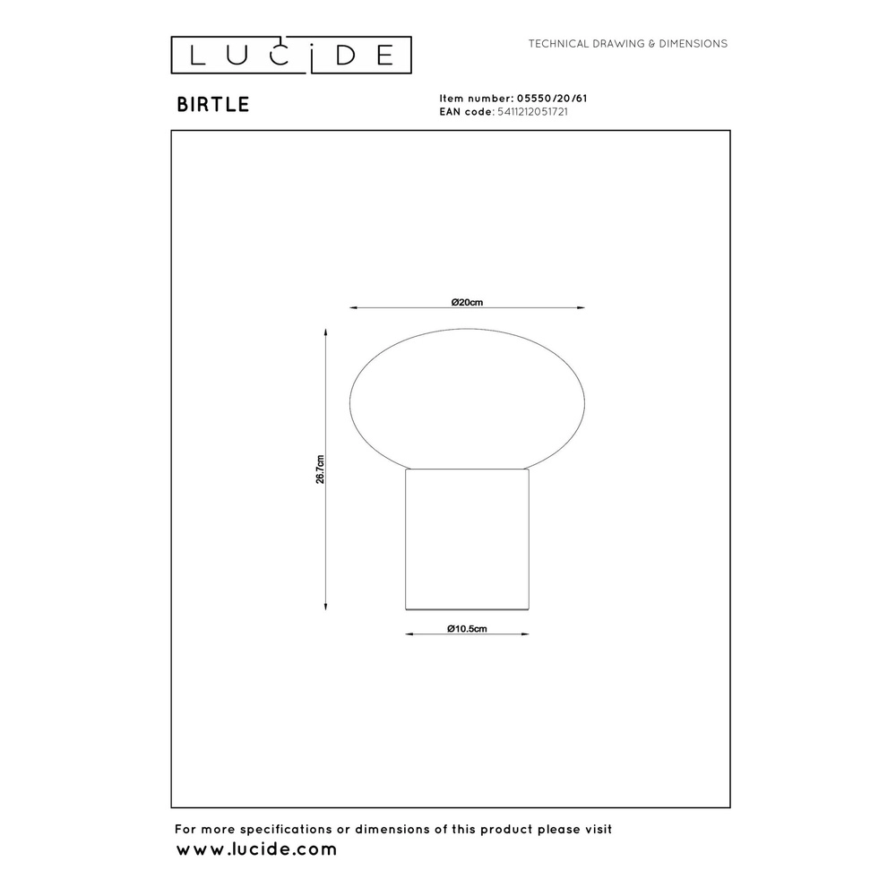 Skandinavische Tischlampe Birtle Holz mit Weiß Lucide 5411212051721