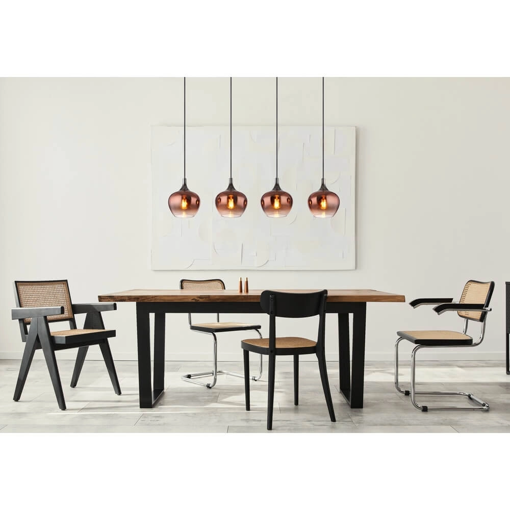 Schwarze Pendelleuchte Maxy mit rotem Glas 4-flammig Globo 9007371447985