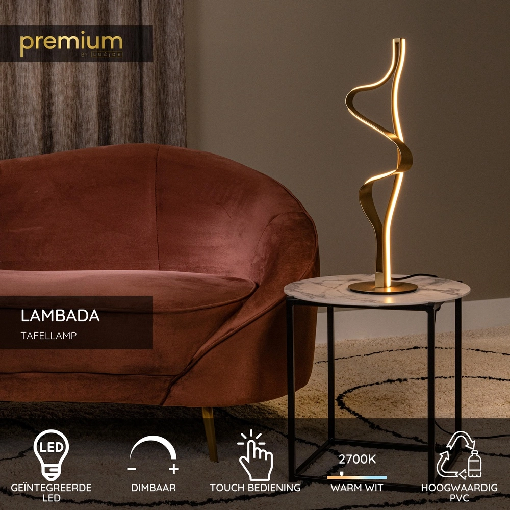 Tischlampe Lambada Curl Gold Premium by Lucide 5411212520876